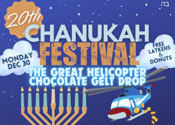 chanukah hanukkah Jewish Chabad free event helicoter gelt drop menorah festival abacoa jupiter latkehs kids